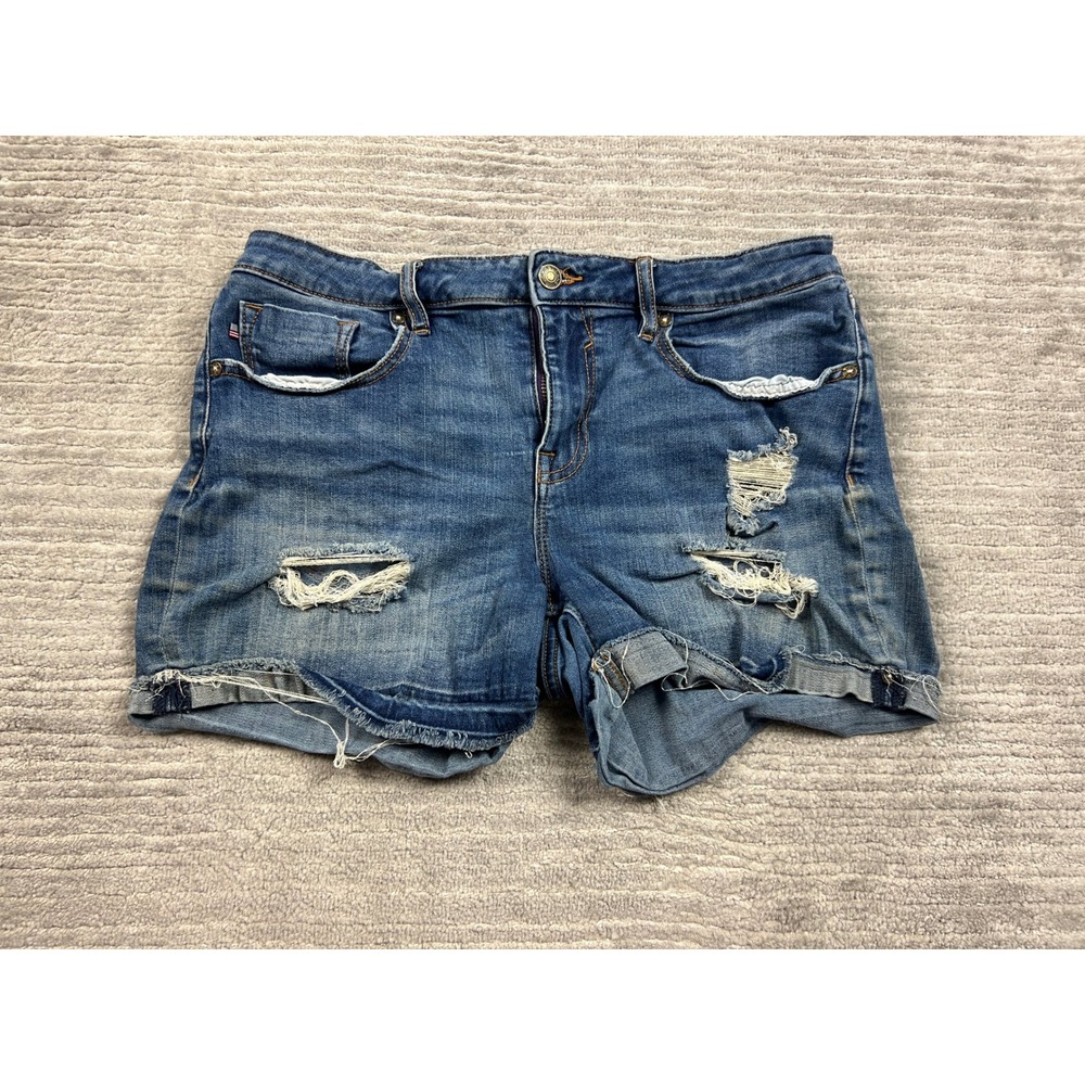 Vigoss Shorts Womens 30 Blue Marley Short Distressed Frayed Denim Stretch Casual